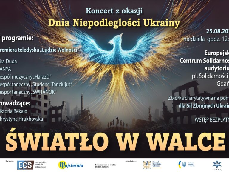 2024_DN- Gdańsk koncert PL Plakat koncertu "Światło w Walce"