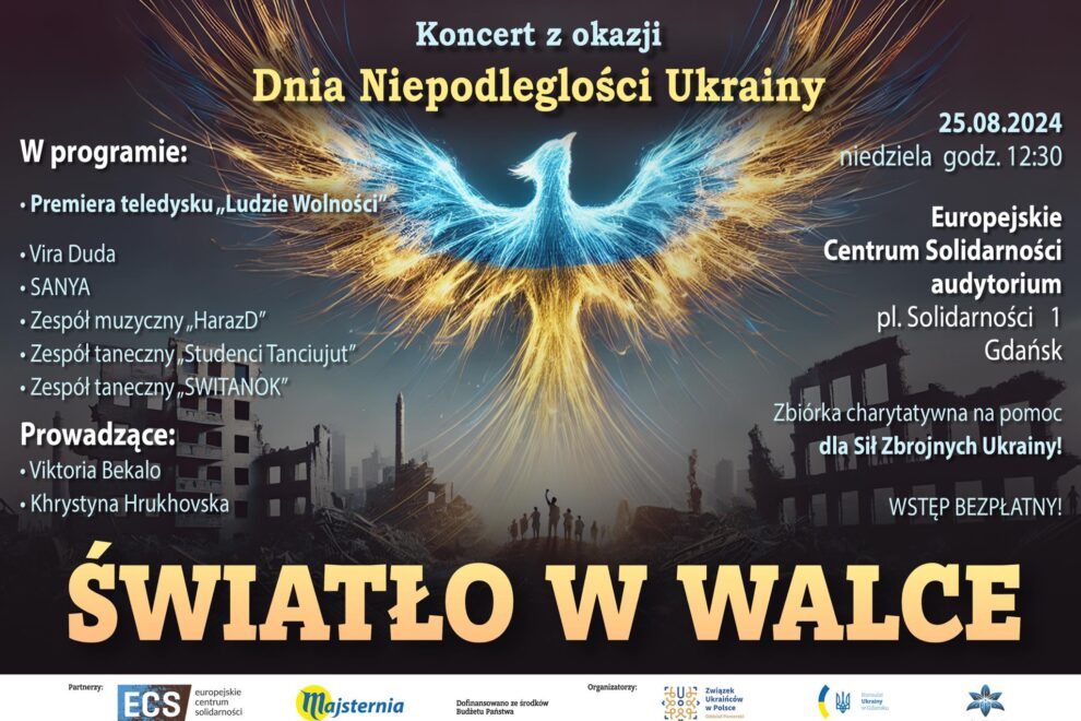 2024_DN- Gdańsk koncert PL Plakat koncertu "Światło w Walce"